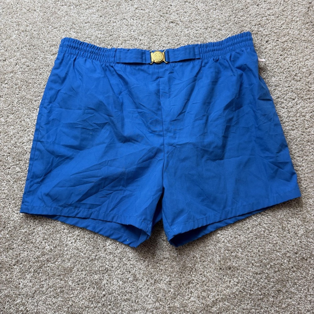 Vintage Jantzen Swim Shorts Mens 40 Blue Mesh Lined Belted USA Swim Trunks